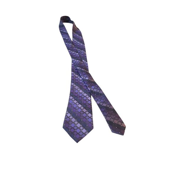 CK Calvin Klein Neck Tie Mens Luxury Purple Geometric Preppy Power Business - Picture 3 of 13